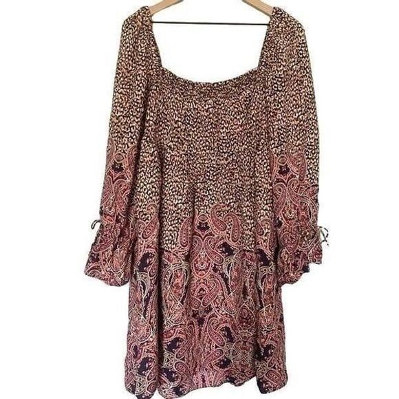 NWT Anthropologie Maeve Large Dress Boho Smocked Leopard Paisley Peasant - Picture 6 of 11